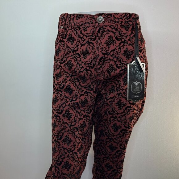 SUKO JEANS Women's Burgundy Skinny Leg Flocking Jeans - Size 16 - NWT - Picture 2 of 4